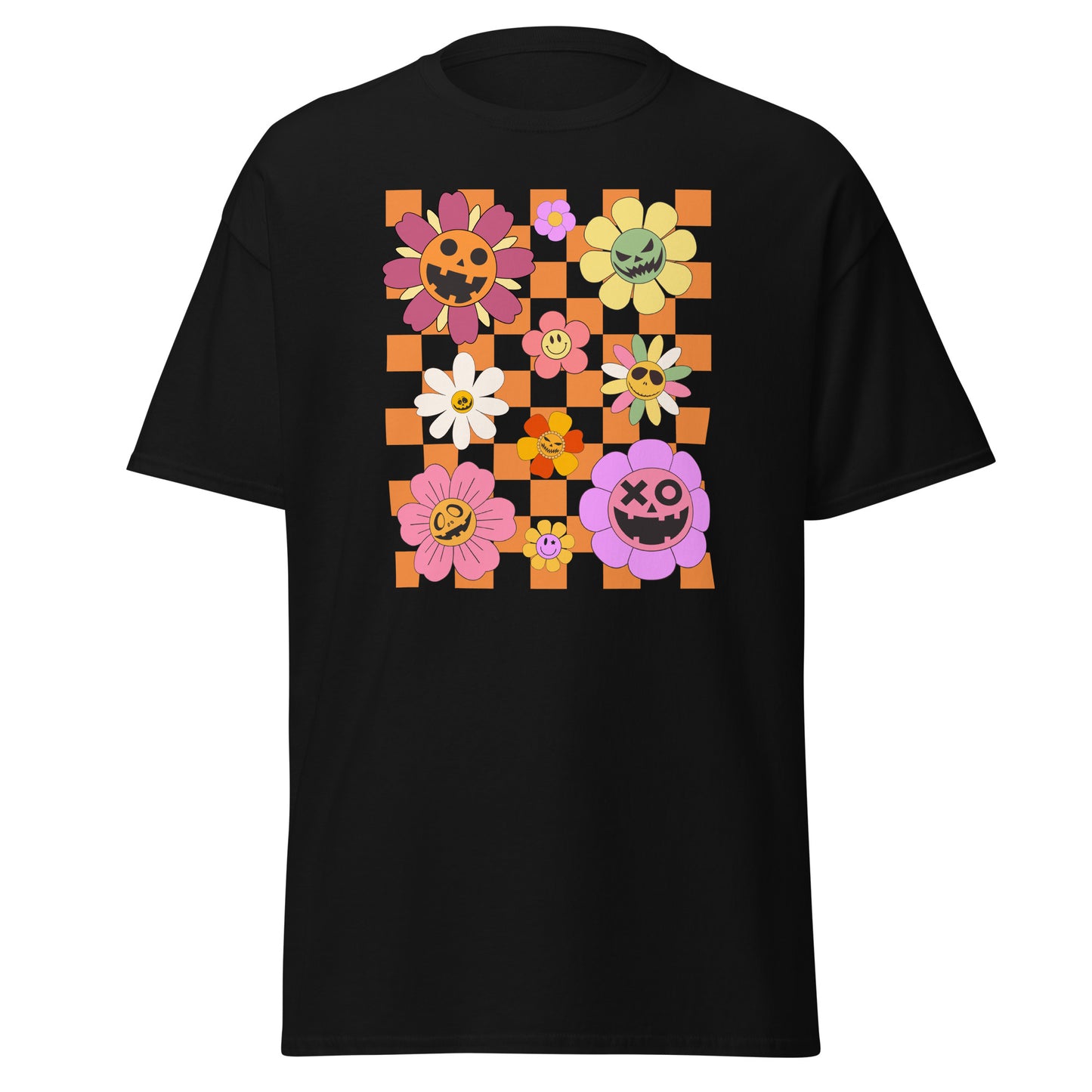 Blumengefülltes Halloween-Vibe-T-Shirt – Groovy Edition