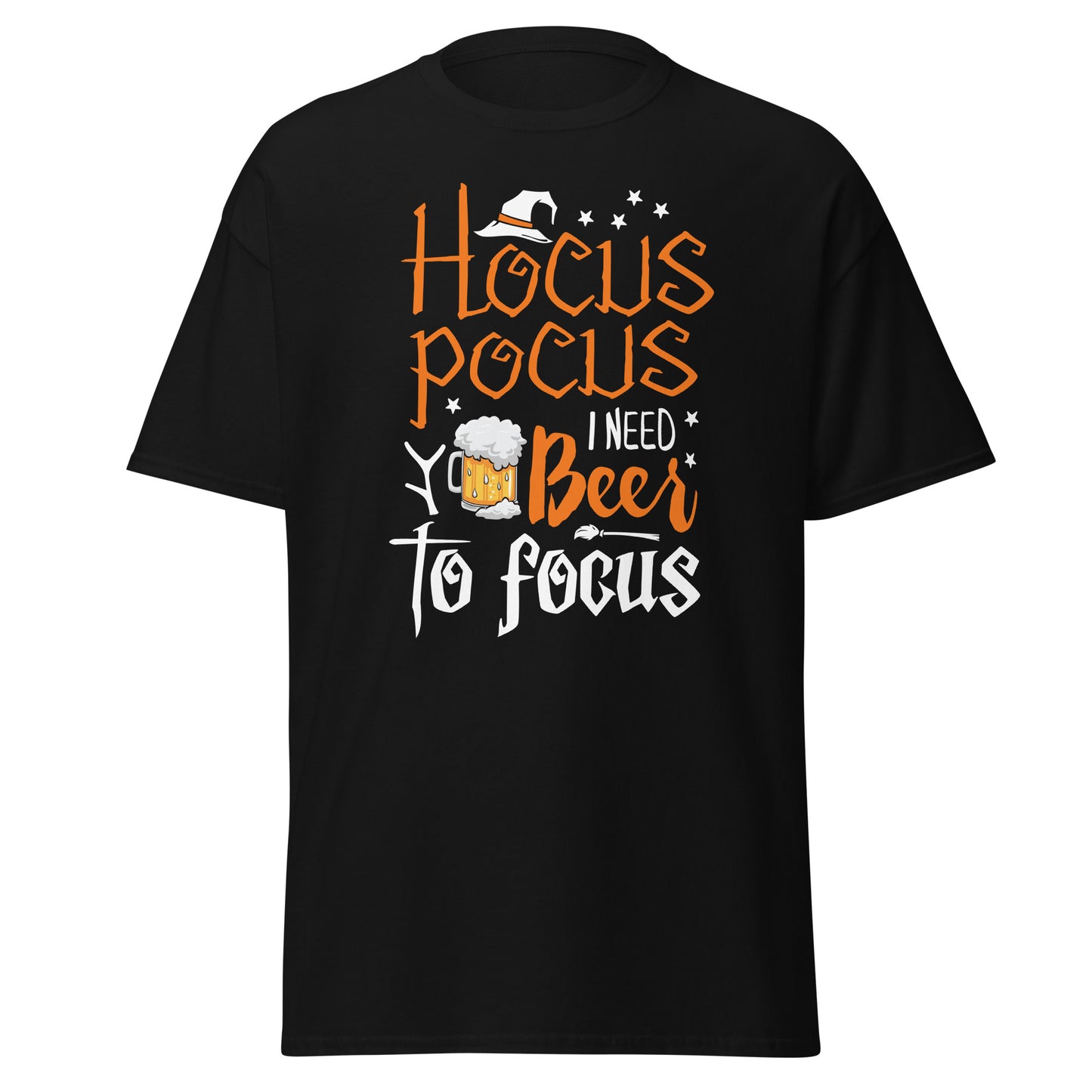 Hocus Pocus Ich brauche Bier, um mich zu konzentrieren, Halloween-T-Shirt im weichen Stil