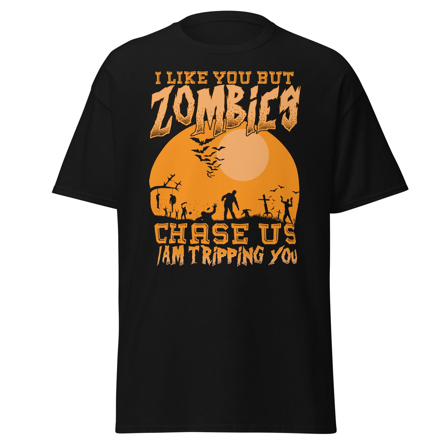 Ich mag dich, aber Zombies jagen uns, ich stolpere über dich, Halloween-T-Shirt im weichen Stil