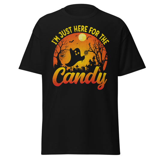 Ich bin nur wegen der Süßigkeiten hier, Halloween-T-Shirt im weichen Stil