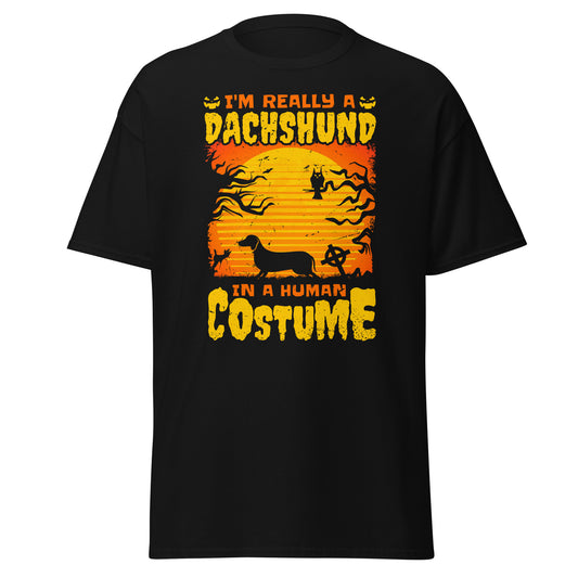 Ich bin wirklich ein DACHSHUND in einem Menschenkostüm, Halloween-T-Shirt im weichen Stil