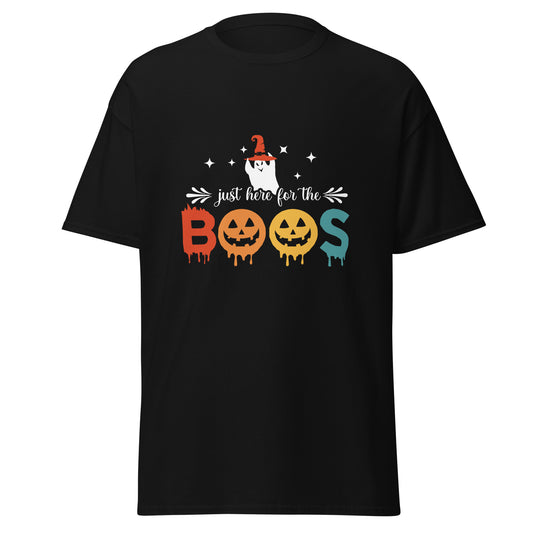 Just Here For The Boos, weiches T-Shirt aus schwerer Baumwolle im Halloween-Design