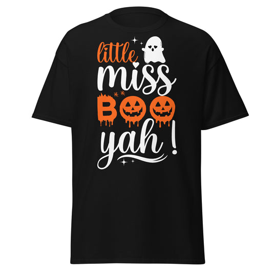 Little Miss Boo Yah, camiseta de algodón pesado de estilo suave con diseño de Halloween