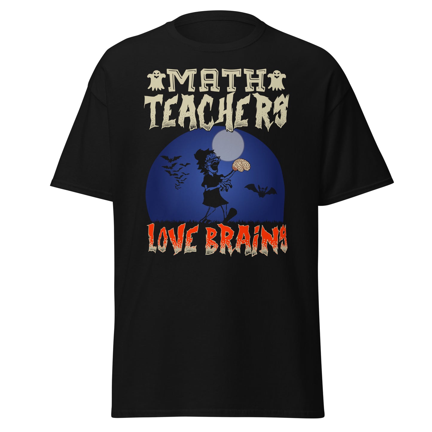 MATH TEACHERS LOVE BRAINS , Halloween Design Soft Style Heavy Cotton T-Shirt