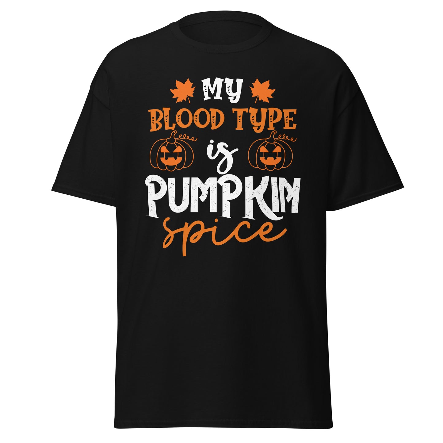 Meine Blutgruppe ist Pumpkin Spice, weiches T-Shirt aus schwerer Baumwolle im Halloween-Design