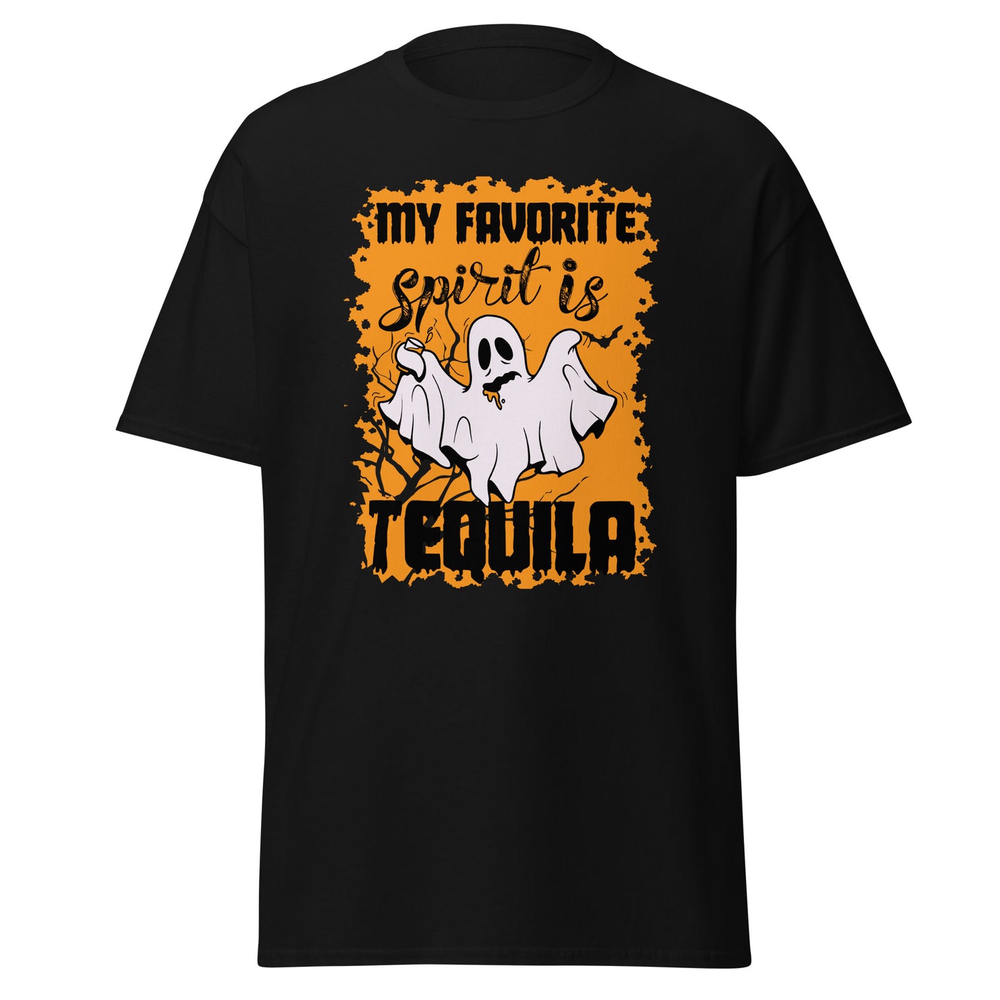 Mi espíritu bebiendo favorito es el tequila, camiseta de algodón pesado de estilo suave con diseño de Halloween