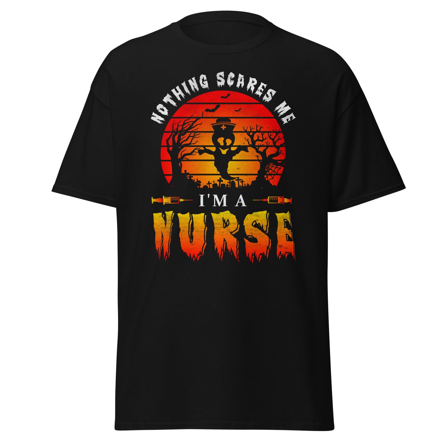 Nichts macht mir Angst, ich bin eine Krankenschwester, weiches T-Shirt aus schwerer Baumwolle im Halloween-Design