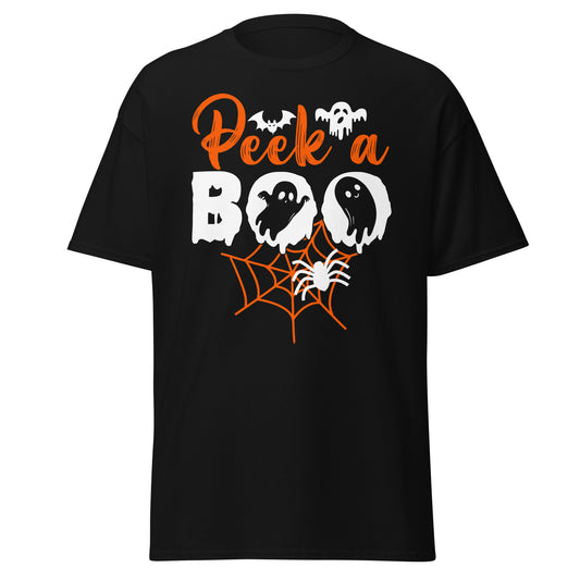 PEEK A BOO, Camiseta de algodón pesado de estilo suave con diseño de Halloween