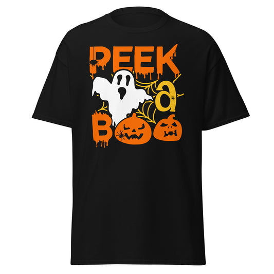 Peek a Boo, Halloween-Design, weiches T-Shirt aus schwerer Baumwolle