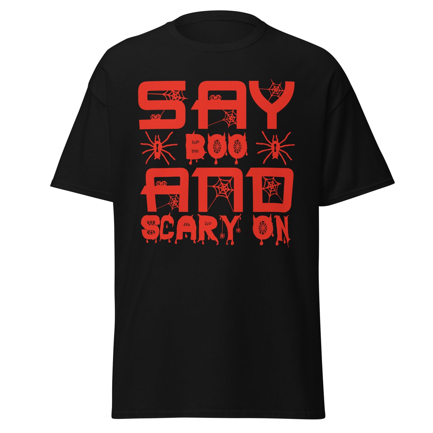 Say Boo And Scary On, camiseta de algodón pesado de estilo suave con diseño de Halloween