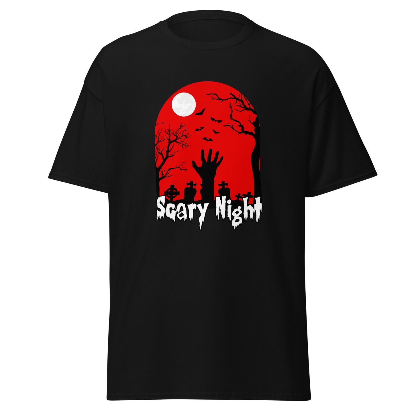 Gruselige Halloween-Nacht, weiches T-Shirt aus schwerer Baumwolle im Halloween-Design