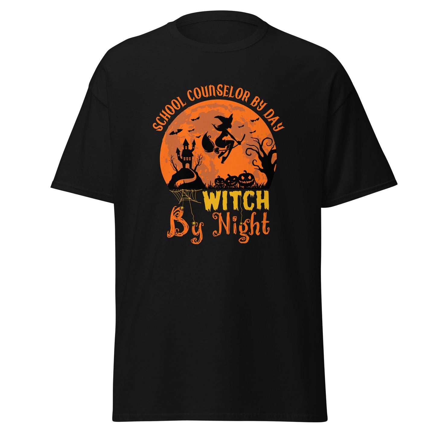 School Counselor By Day Witch By Night , Halloween Design Soft Style Heavy Cotton T-Shirt