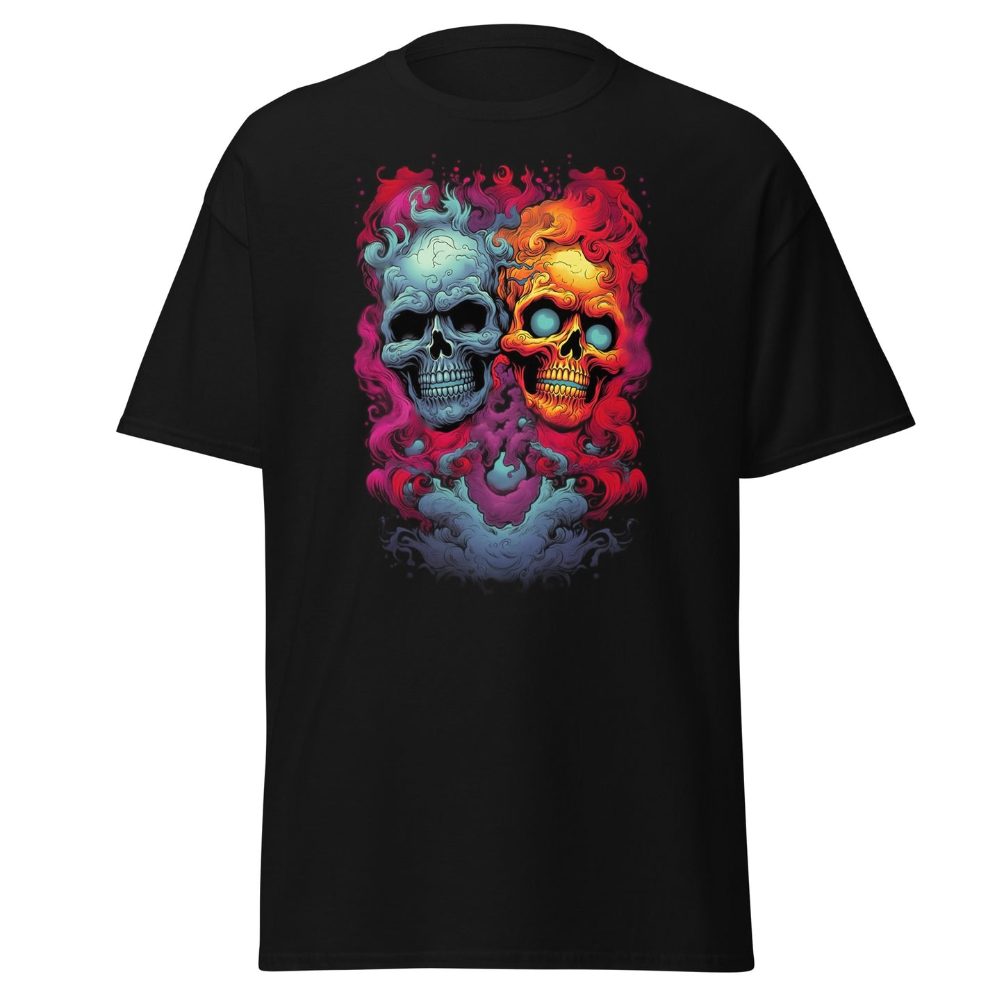 Camiseta de algodón pesado con diseño de calavera explotada y estilo suave de Halloween