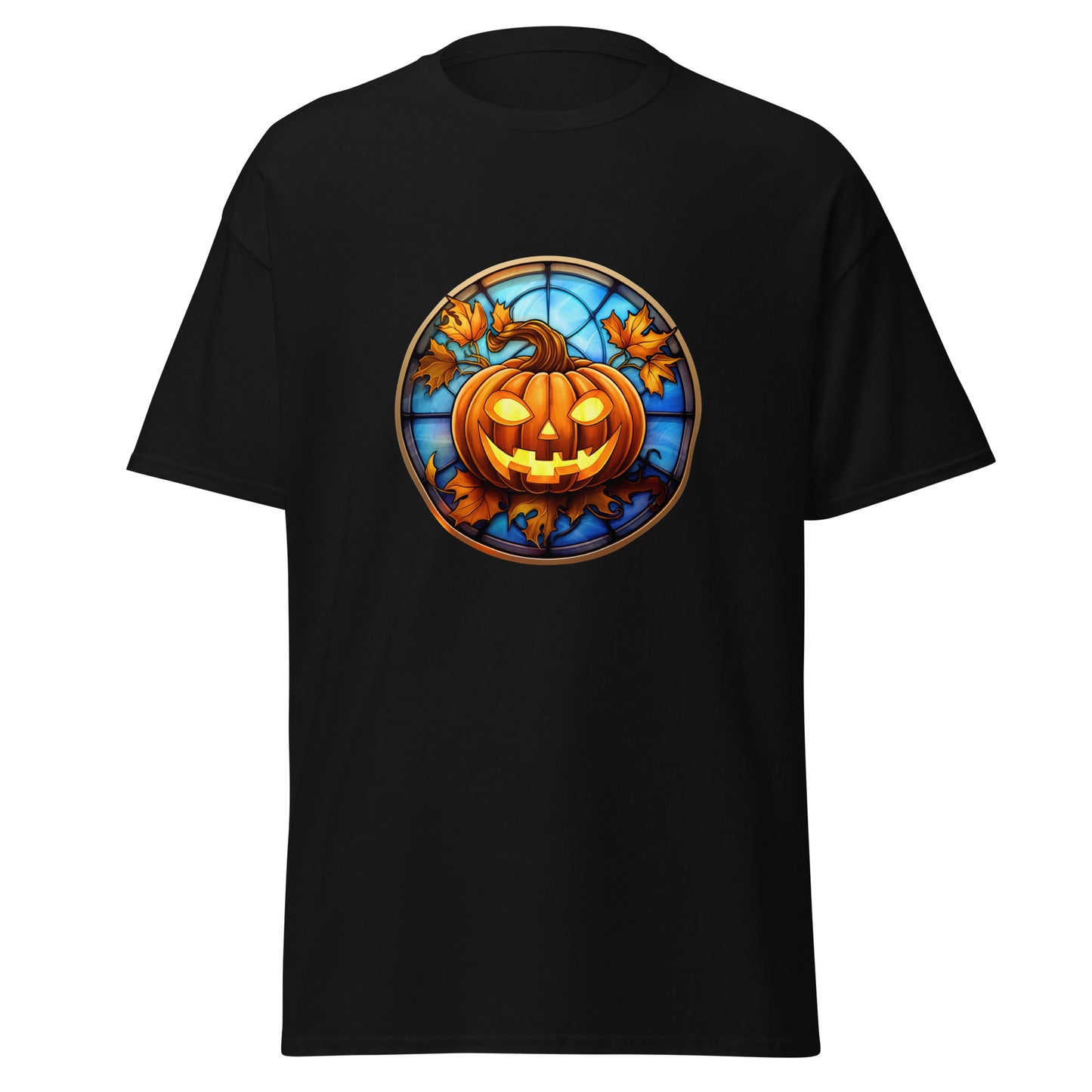 Stained glass Halloween Pumpkin , Halloween Design Soft Style Heavy Cotton T-Shirt