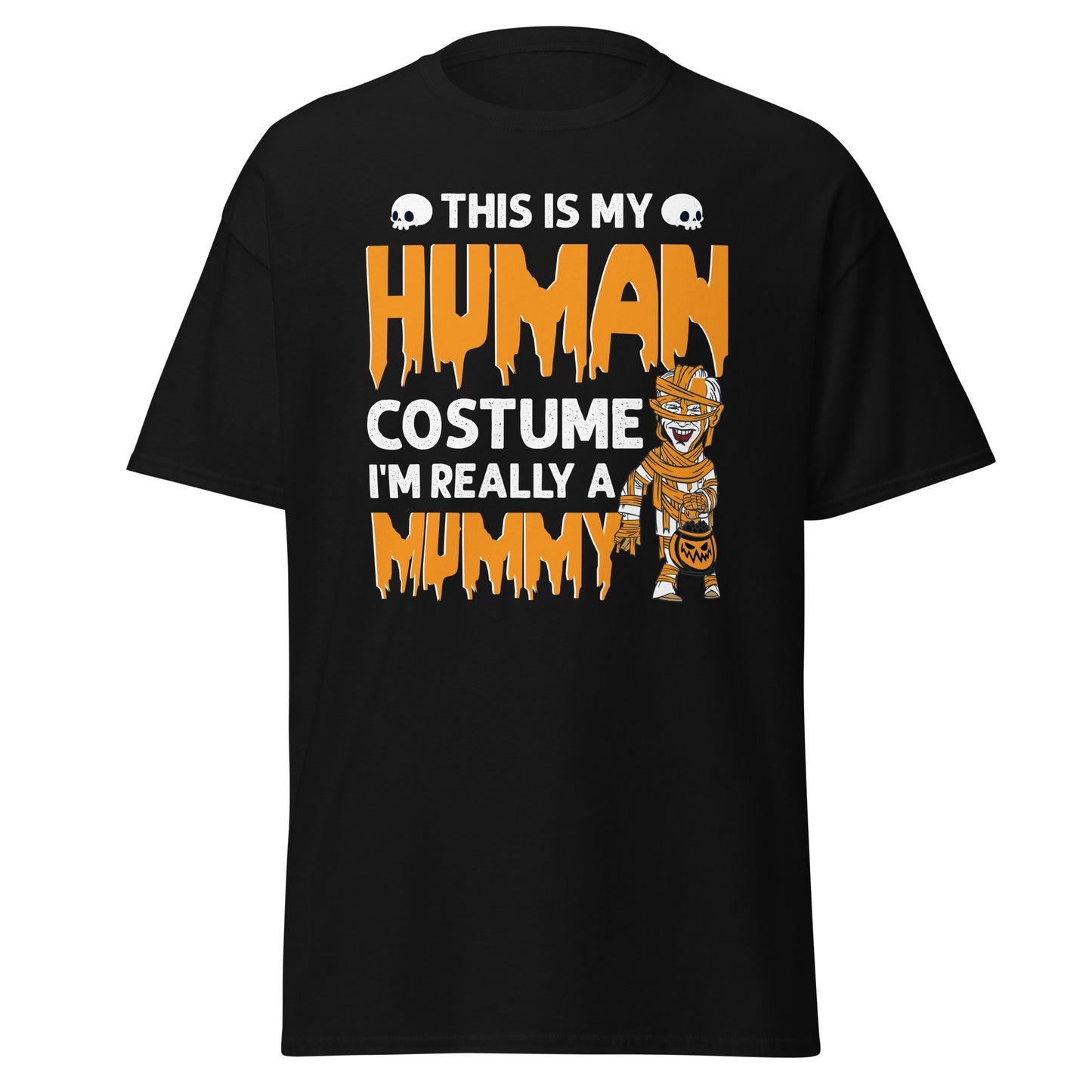 Das ist mein menschliches Kostüm, ich bin wirklich eine Mumie, weiches T-Shirt aus schwerer Baumwolle im Halloween-Design