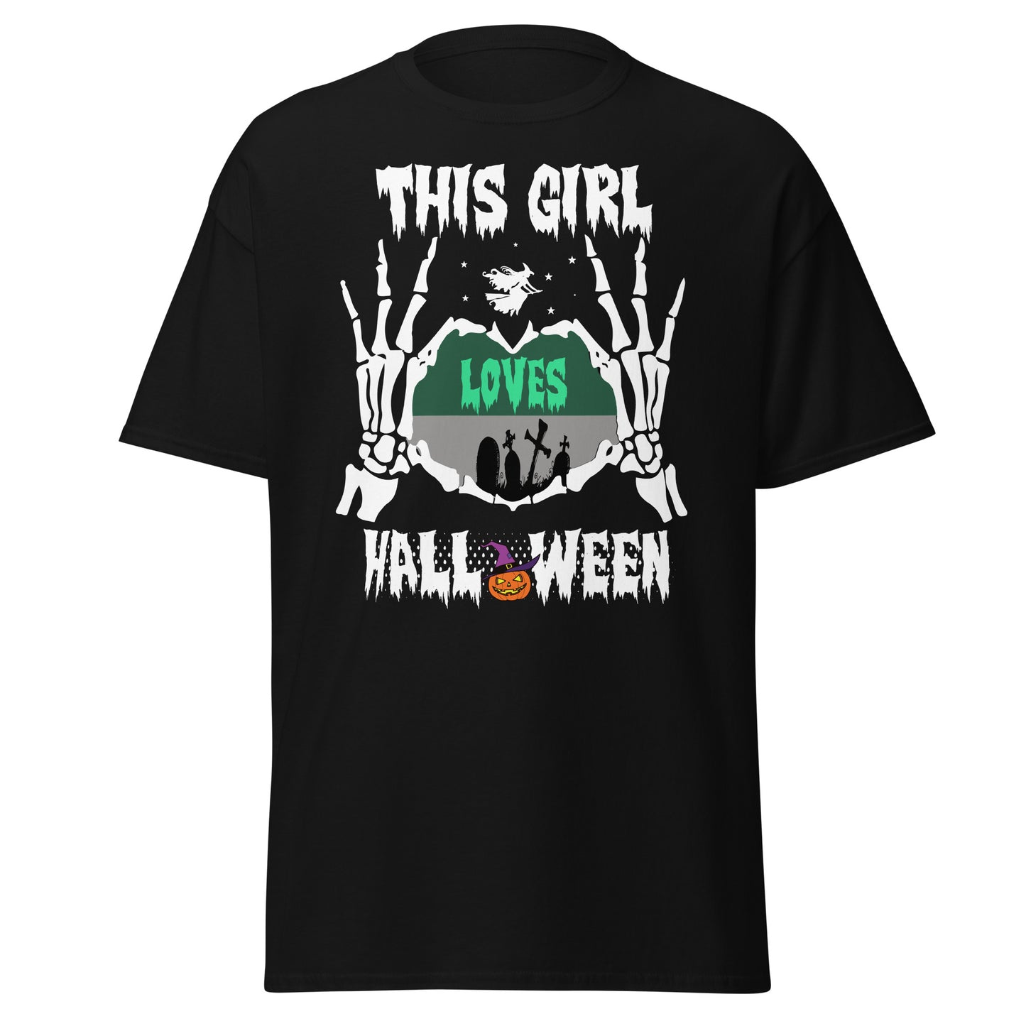 Dieses Mädchen liebt Halloween, weiches T-Shirt aus schwerer Baumwolle im Halloween-Design