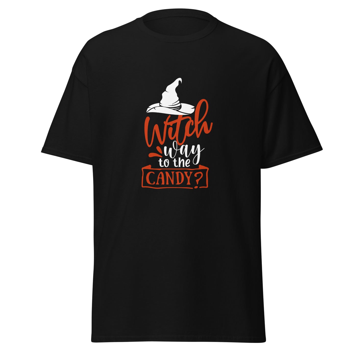 Witch Way to the Candy, Halloween-Design, weiches T-Shirt aus schwerer Baumwolle