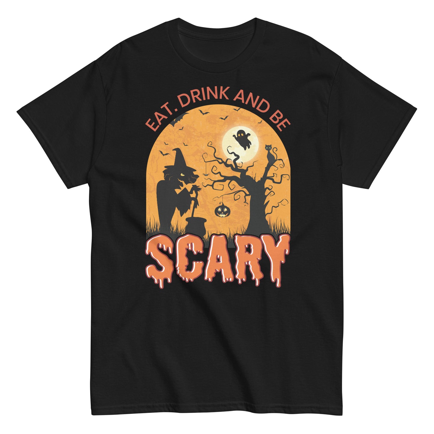 Sip, Savor, and Spook. Halloween Graphic Tee - Eat, Drink and Be Scary