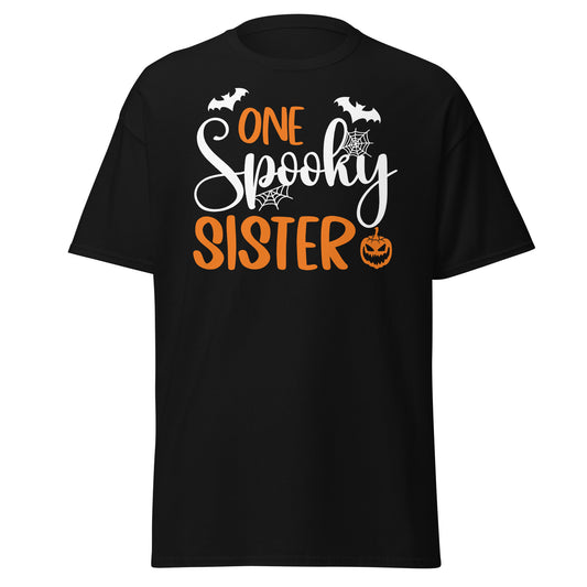 One Spooky Sister , Halloween Design Soft Style Heavy Cotton T-Shirt