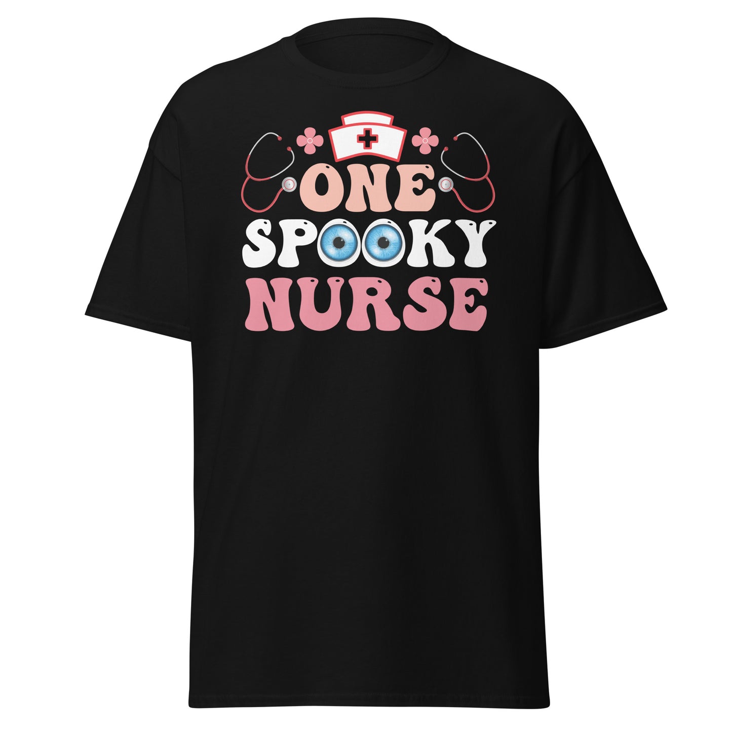 Eine gruselige Krankenschwester, weiches T-Shirt aus schwerer Baumwolle im Halloween-Design