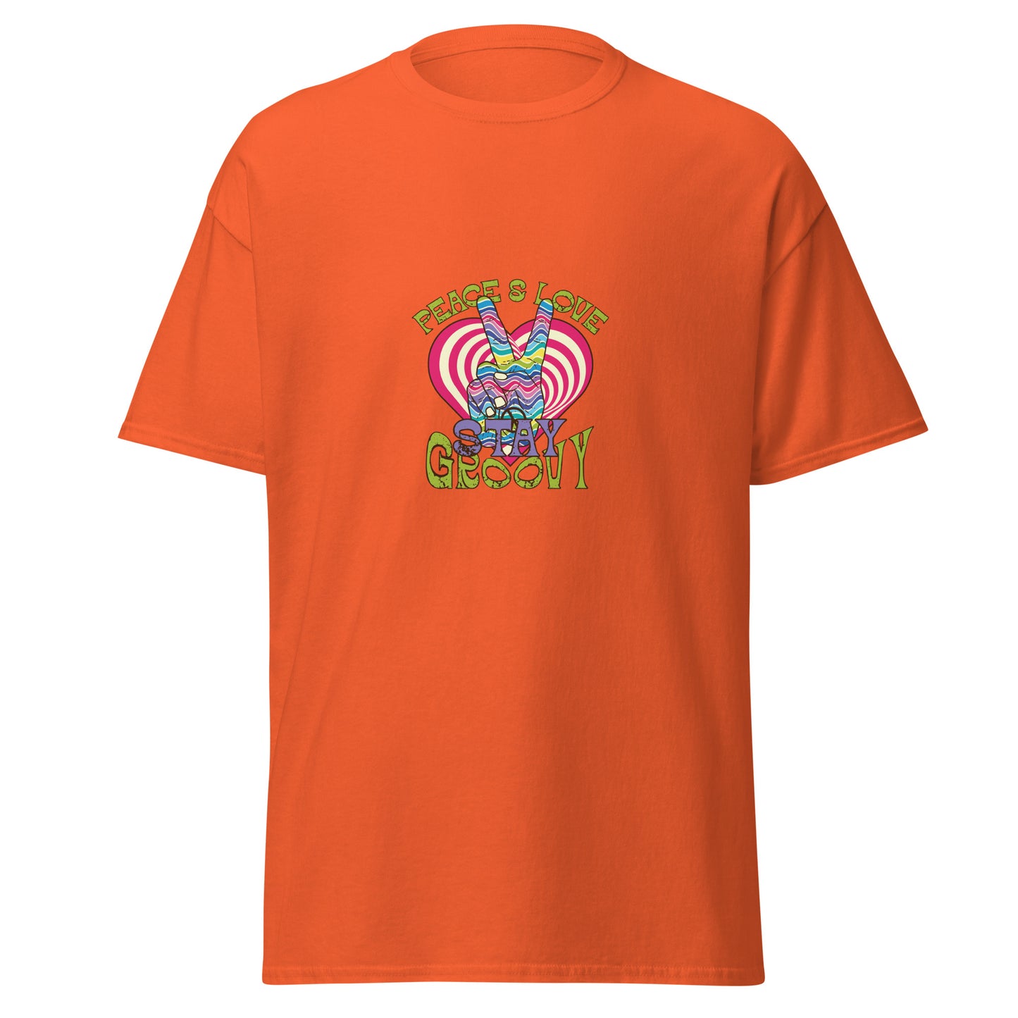 Peace &amp; Love Stay Groovy, Halloween-Design, weiches T-Shirt aus schwerer Baumwolle