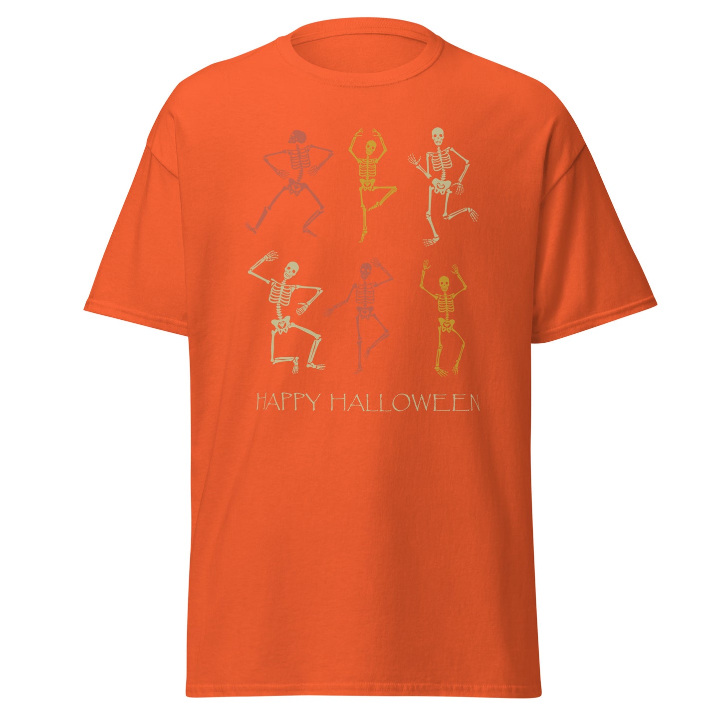 Skelett tanzend, Halloween Design Soft Style T-Shirt aus schwerer Baumwolle