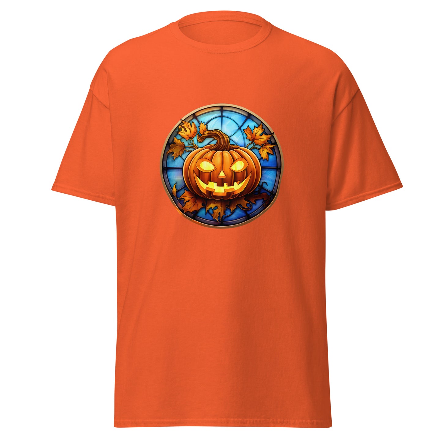 Stained glass Halloween Pumpkin , Halloween Design Soft Style Heavy Cotton T-Shirt