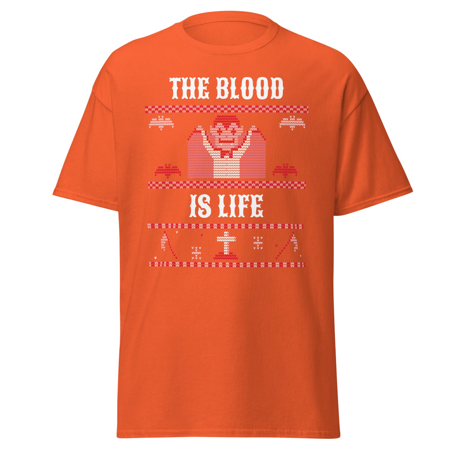 Der hässliche Halloween-Pullover „Blood Is Life“, weiches T-Shirt aus schwerer Baumwolle im Halloween-Design