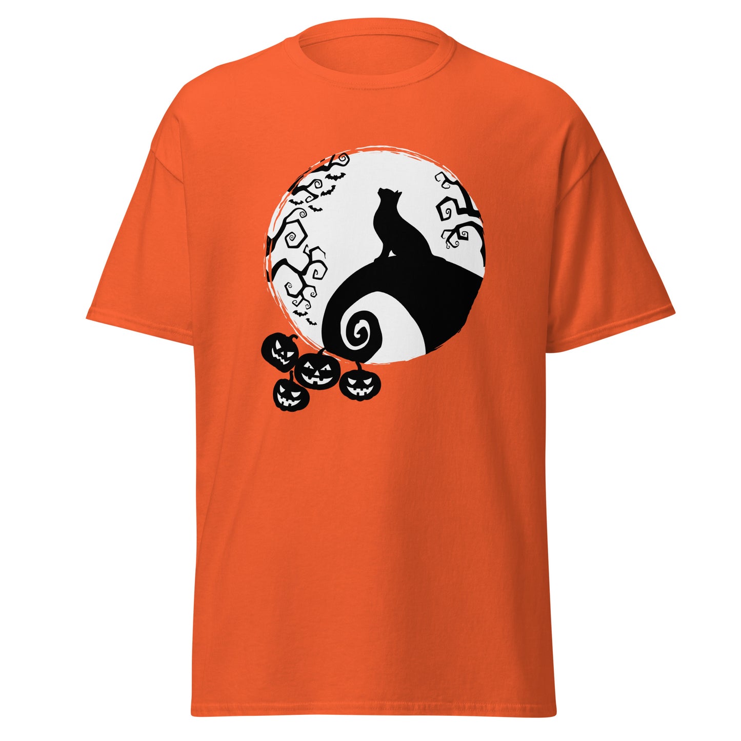 Top Cat And Moon , Halloween Design Soft Style Heavy Cotton T-Shirt