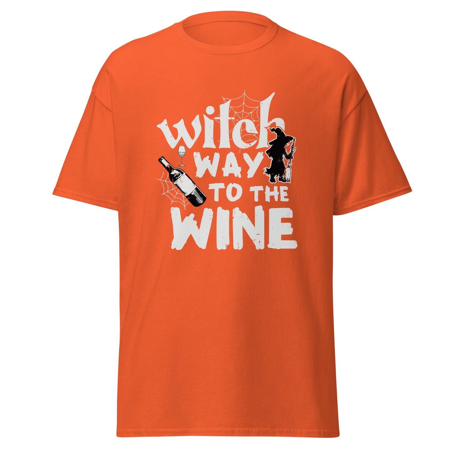 Witch Way to The Wine, Halloween-Design, weiches T-Shirt aus schwerer Baumwolle