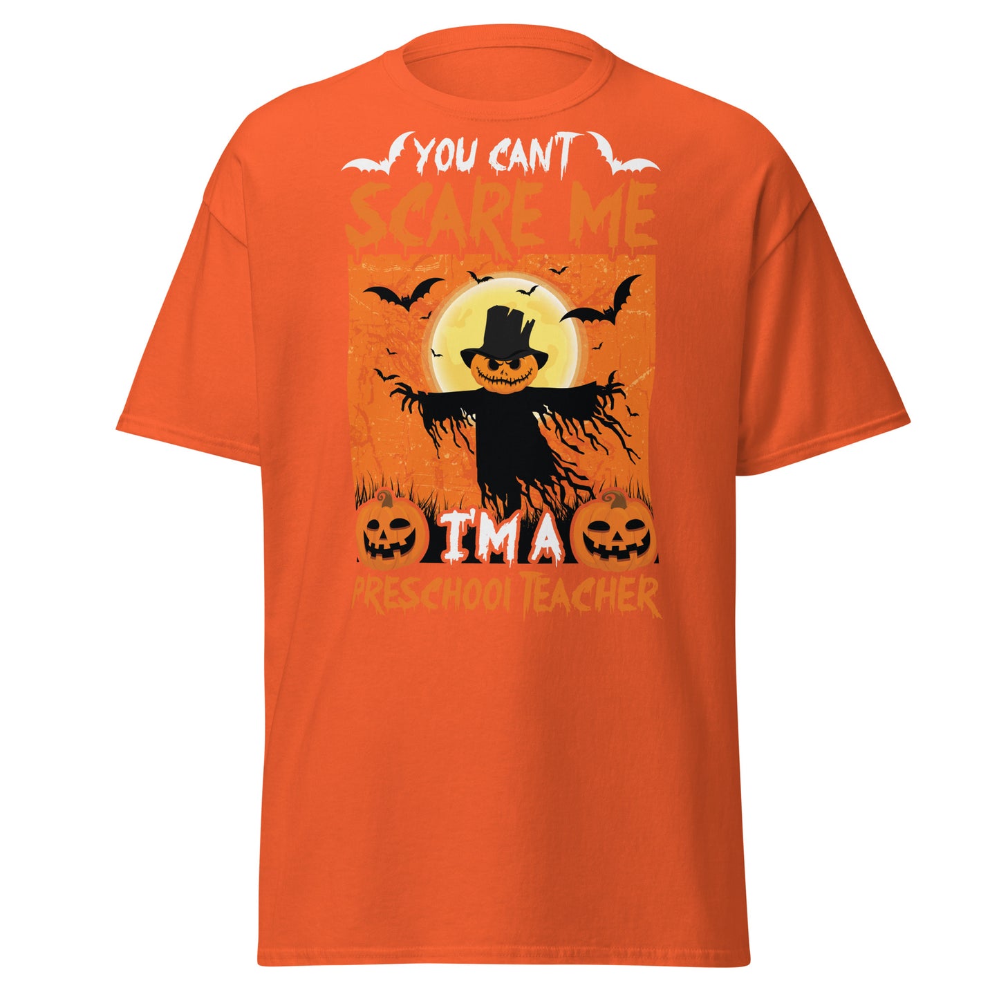 No puedes asustarme Soy maestra de preescolar, camiseta de algodón pesado de estilo suave con diseño de Halloween