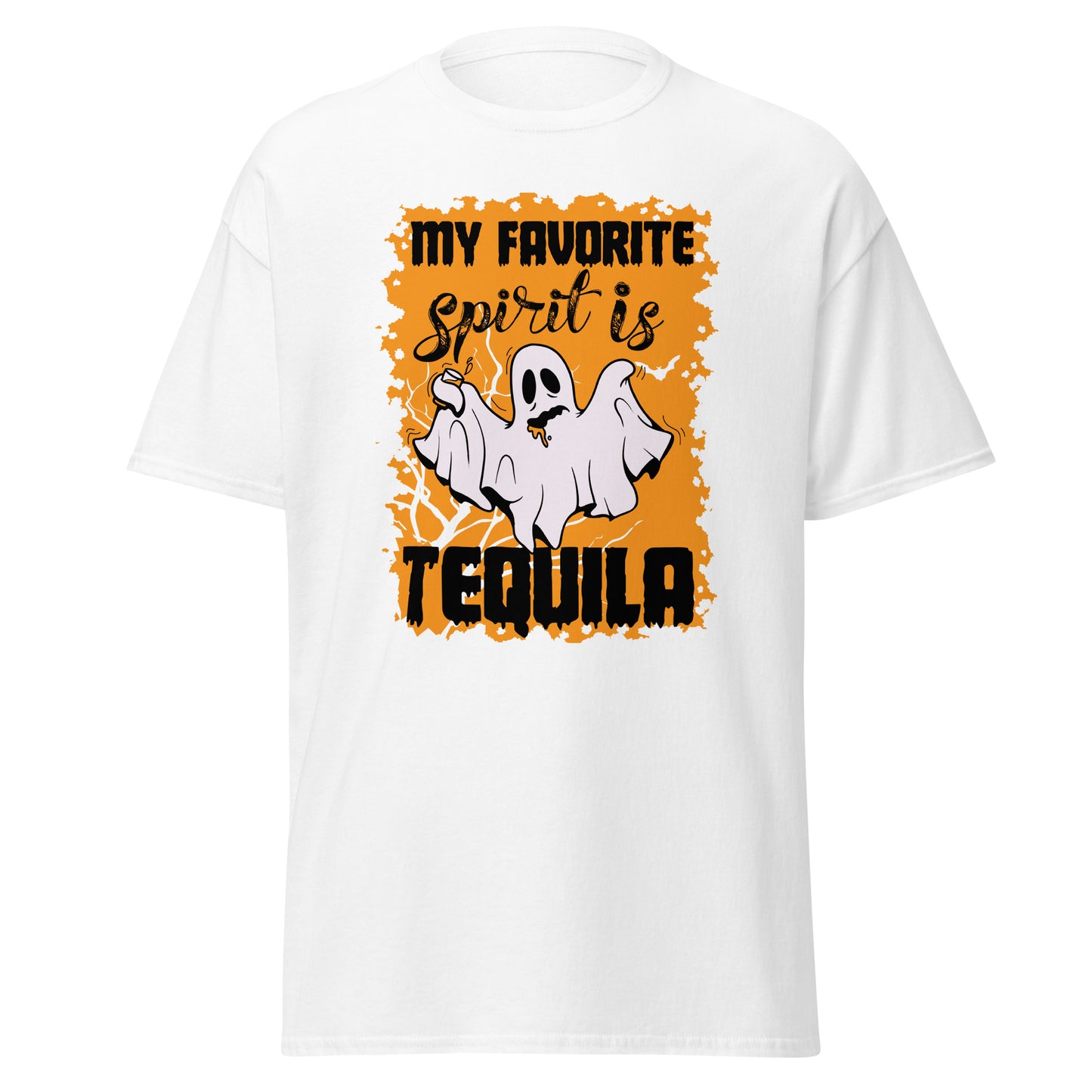 Mi espíritu bebiendo favorito es el tequila, camiseta de algodón pesado de estilo suave con diseño de Halloween