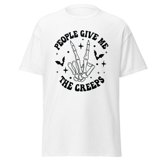 „People Give Me The Creeps“, Halloween-Design, weiches T-Shirt aus schwerer Baumwolle