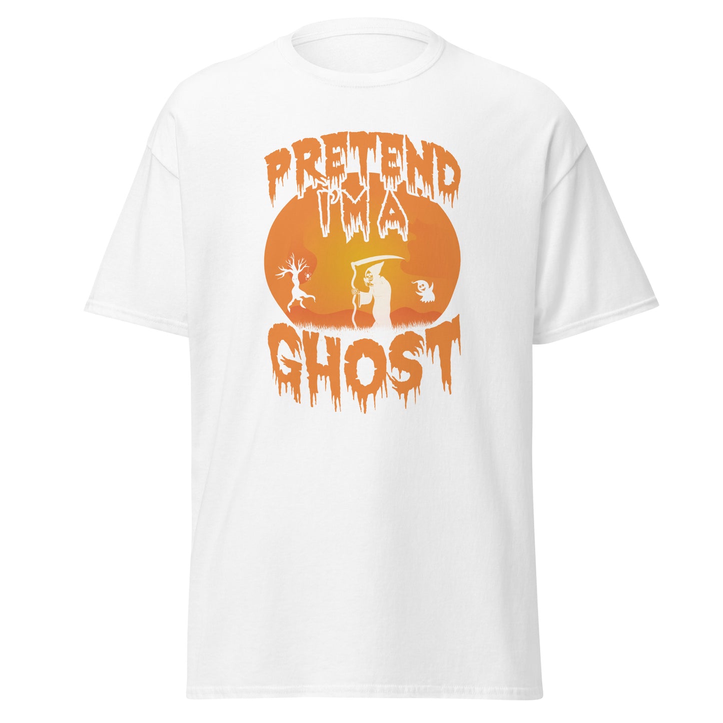 Finge que soy un fantasma, camiseta de algodón pesado de estilo suave con diseño de Halloween