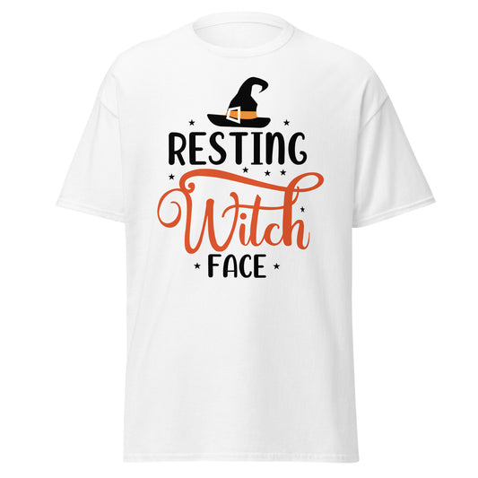 cara de bruja descansando, camiseta de algodón pesado de estilo suave con diseño de Halloween