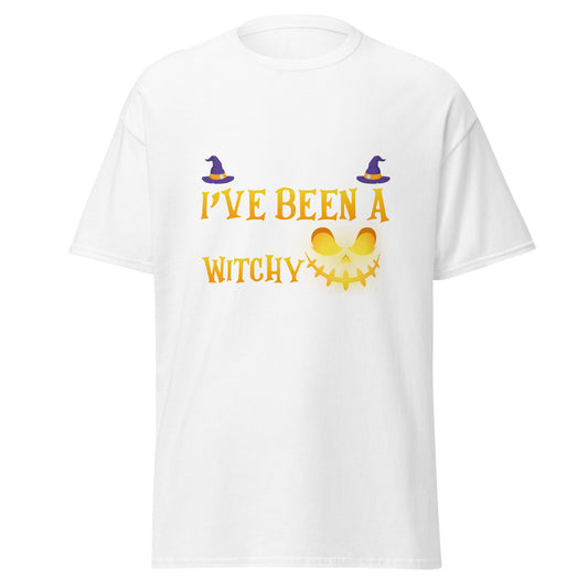 Sorry I've Been A Little Witchy, weiches T-Shirt aus schwerer Baumwolle im Halloween-Design