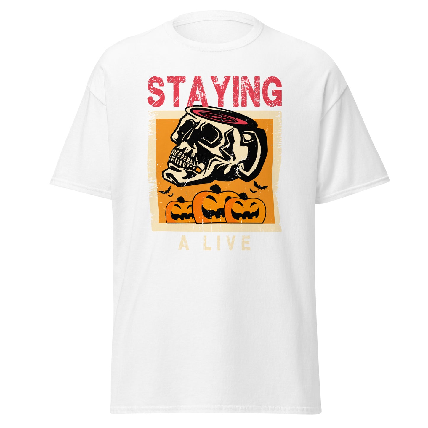 Stayng A Live, camiseta de algodón pesado de estilo suave con diseño de Halloween