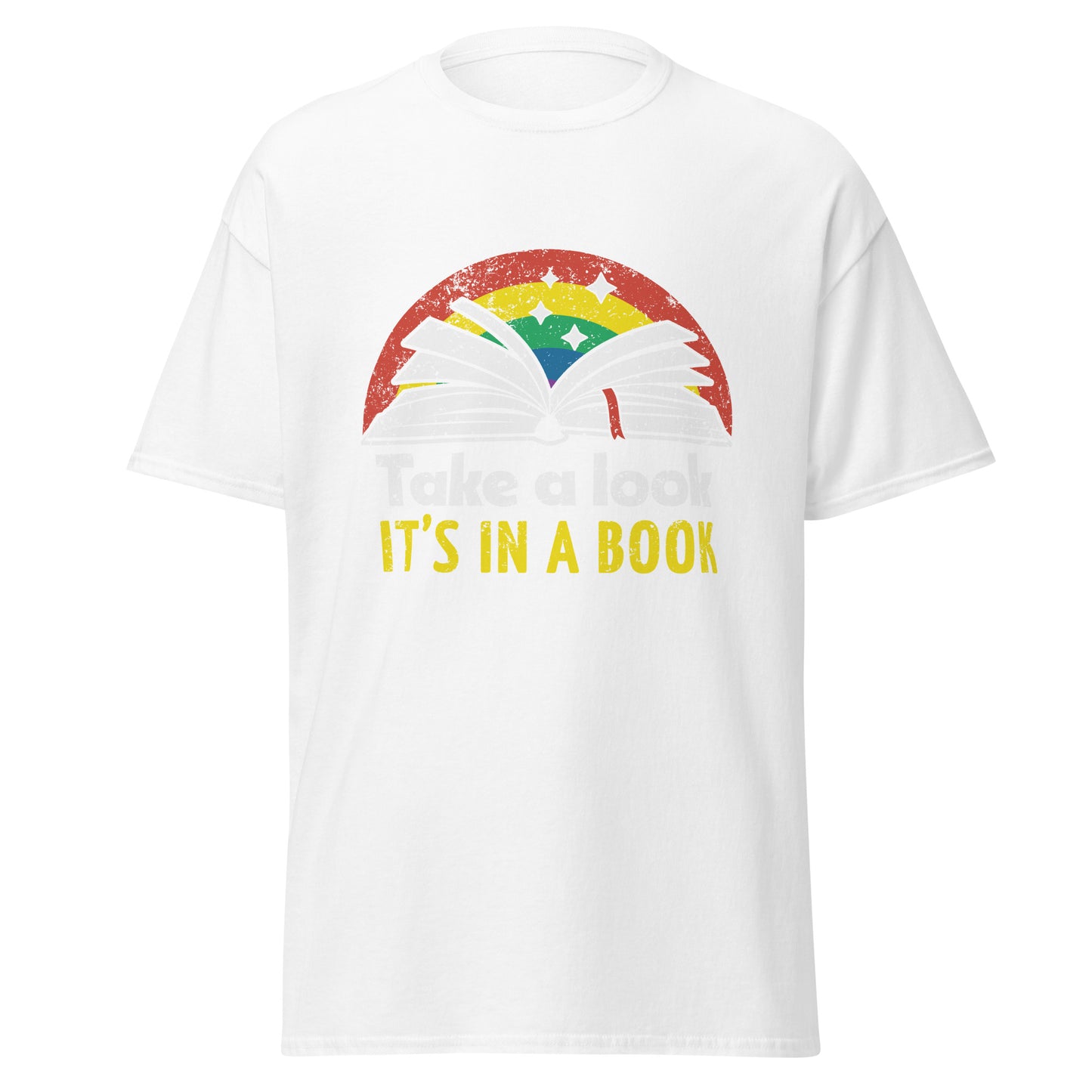 Take A Look Its A Book Retro Rainbow , Halloween Design Soft Style Heavy Cotton T-Shirt