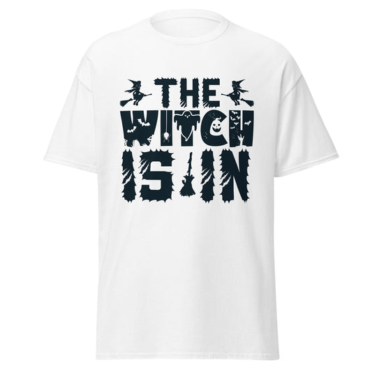 The Witch Is In, camiseta de algodón pesado de estilo suave con diseño de Halloween