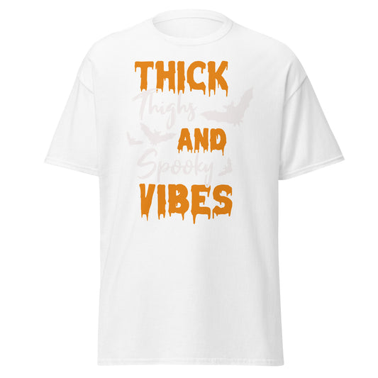 Thick Thighs And Spooky Vibes , Halloween Design Soft Style Heavy Cotton T-Shirt