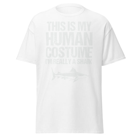 THIS IS MY HUMAN COSTUME I'M REALLY A SHARK , Halloween Design Soft Style Heavy Cotton T-Shirt