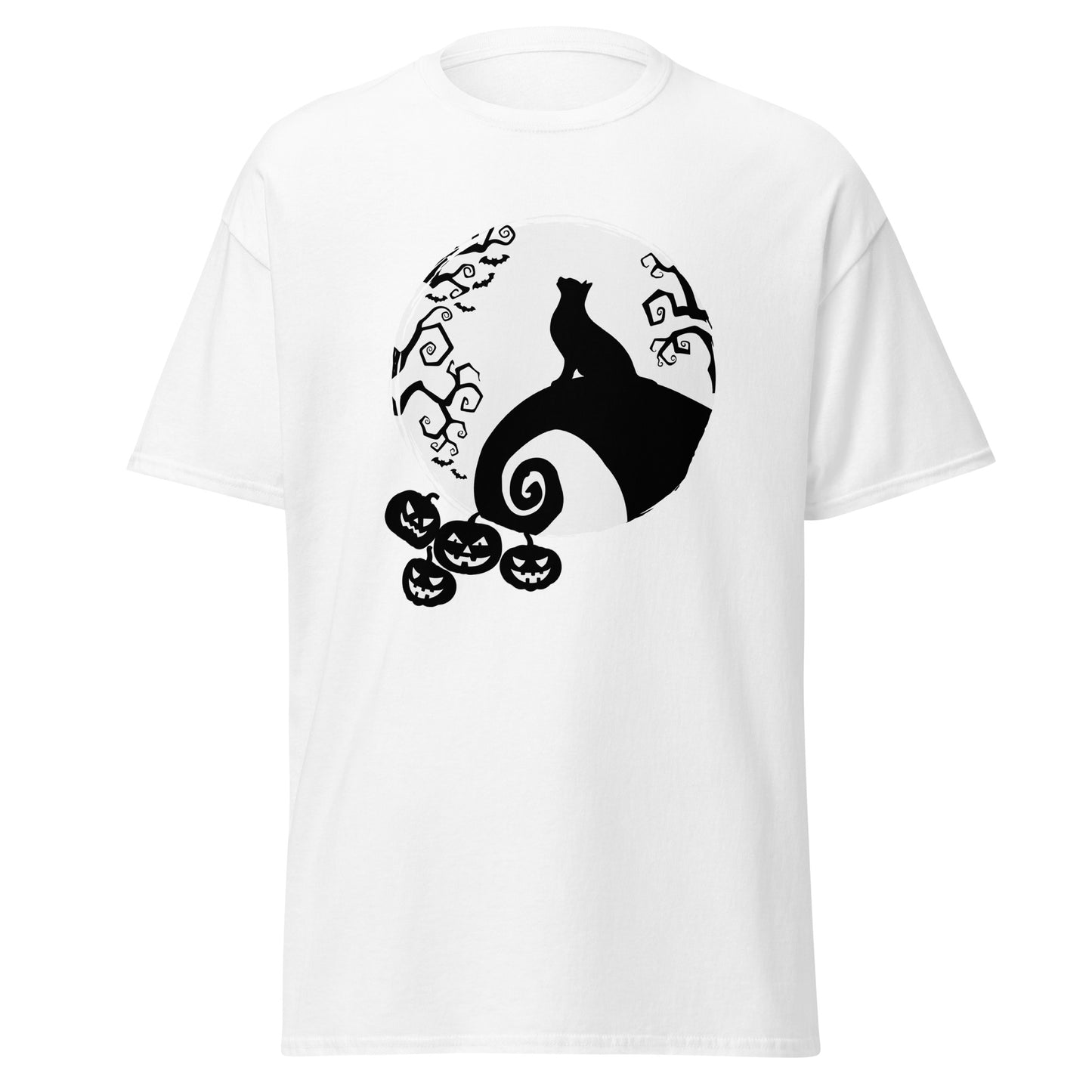 Top Cat And Moon , Halloween Design Soft Style Heavy Cotton T-Shirt