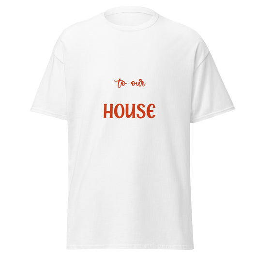 Willkommen in unserem Hounted House, Halloween-Design, weiches T-Shirt aus schwerer Baumwolle