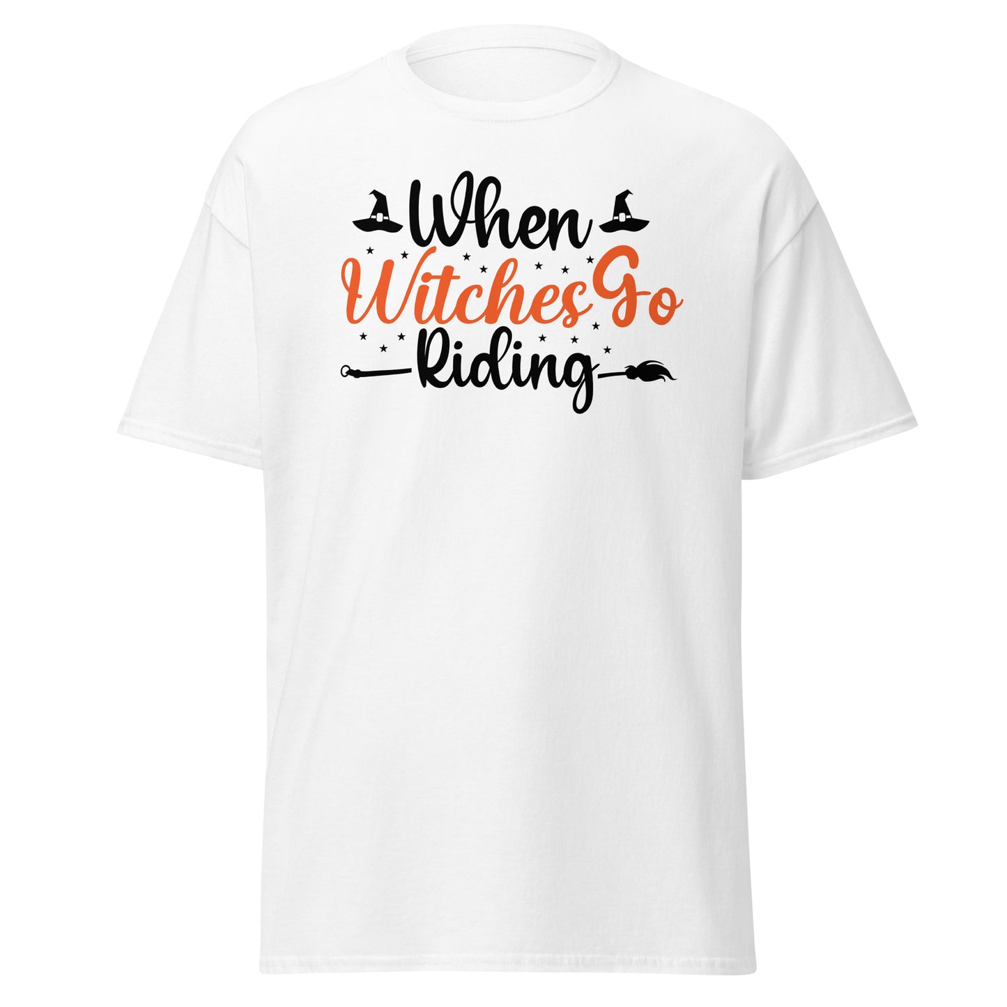 When Witches Go Riding , Halloween Design Soft Style Heavy Cotton T-Shirt