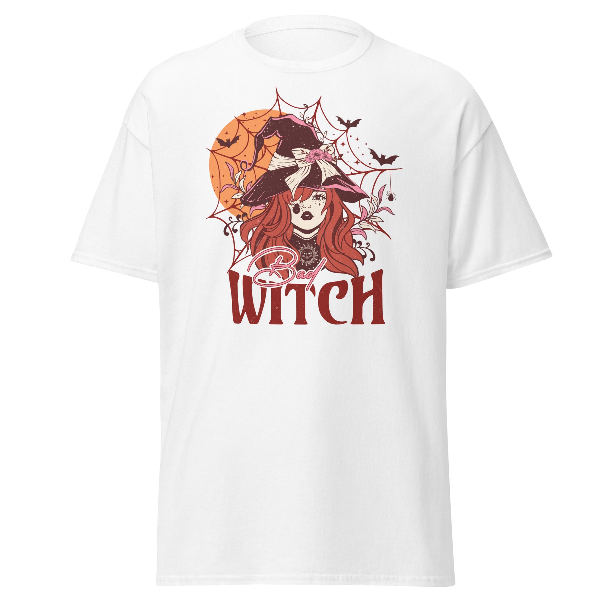 Spooky Elegance: Bad Witch with Moon & Spider Web Tee