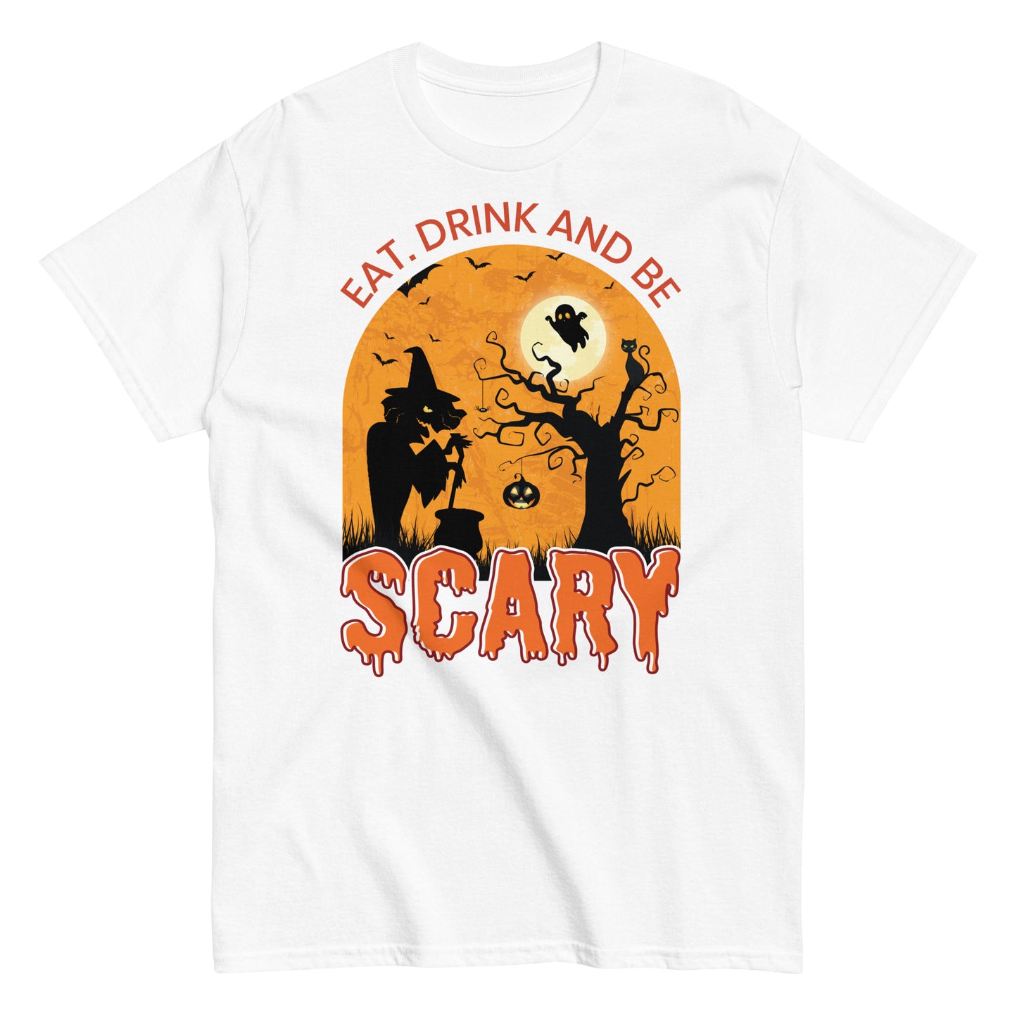 Sip, Savor, and Spook. Halloween Graphic Tee - Eat, Drink and Be Scary