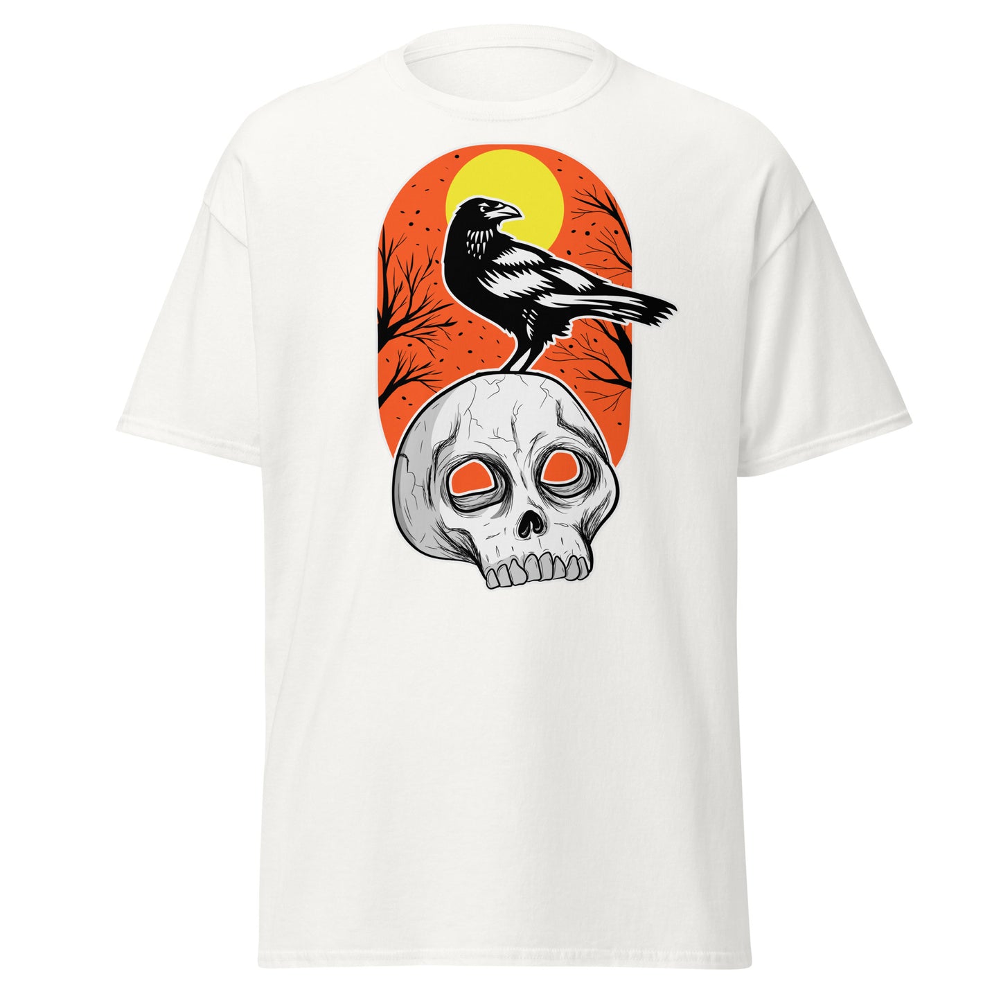 Spooky Vibes, Pumpkin & Black Crow Halloween Tee