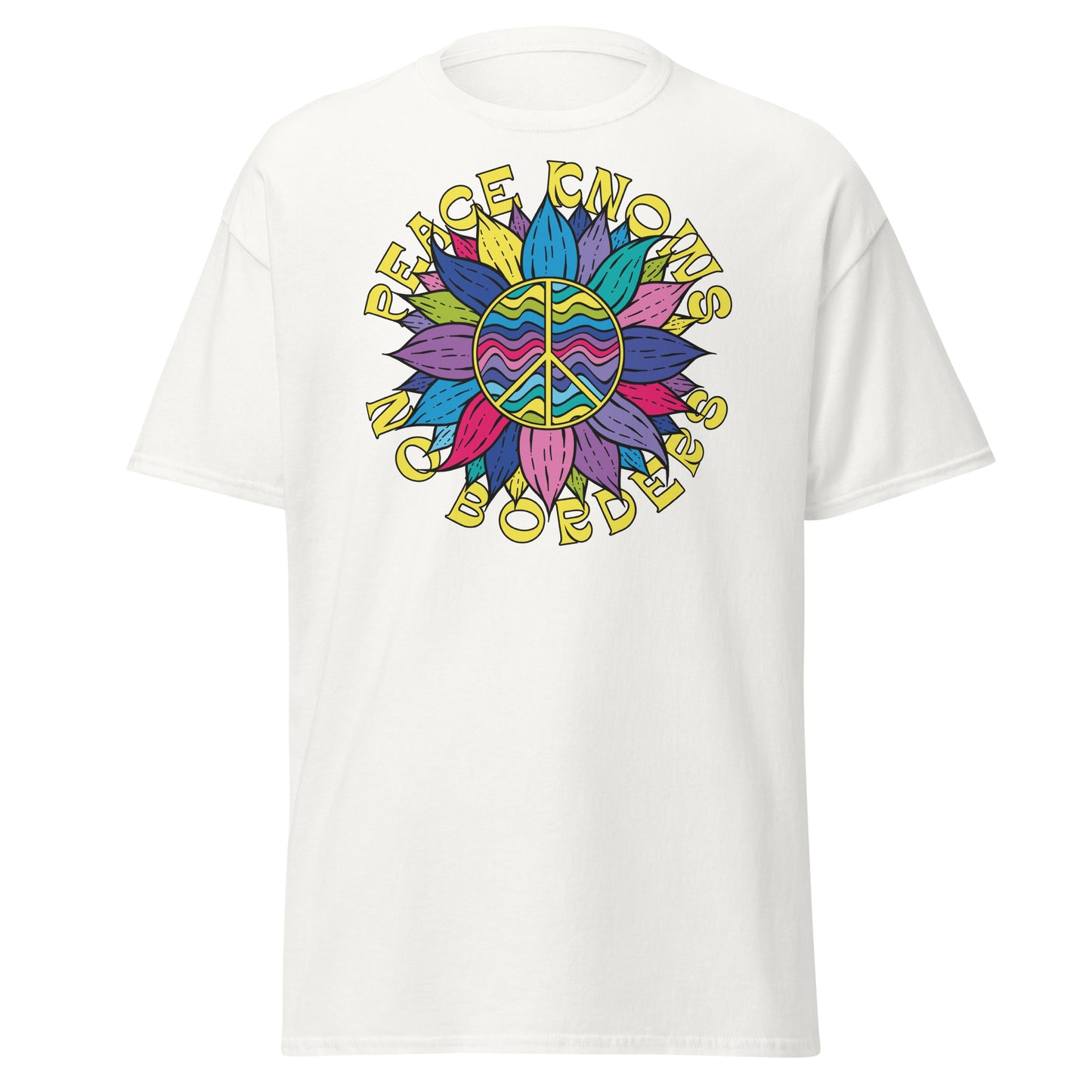 Peace Knows No Borders, Halloween-Design, weiches T-Shirt aus schwerer Baumwolle