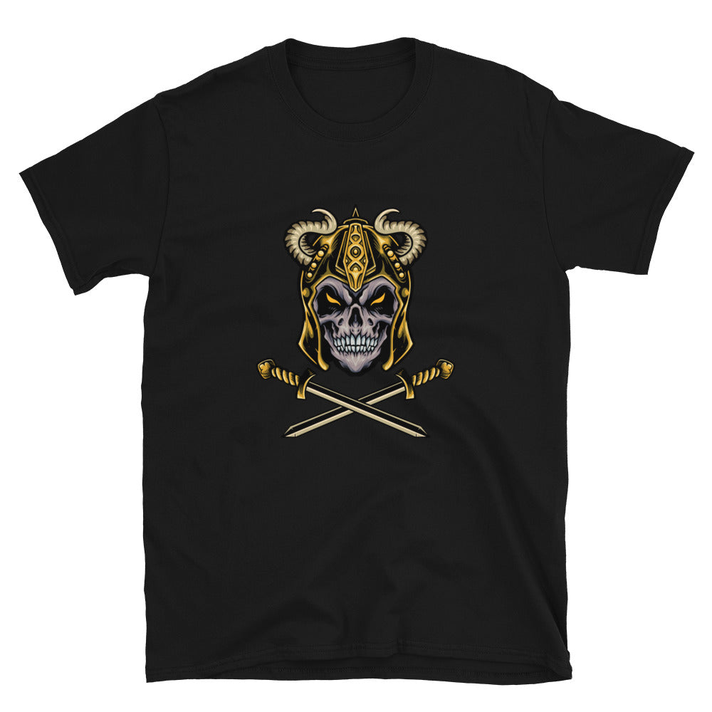 Viking Skull Warrior with Helm Blade Mascot Fit Unisex Softstyle T-Shirt