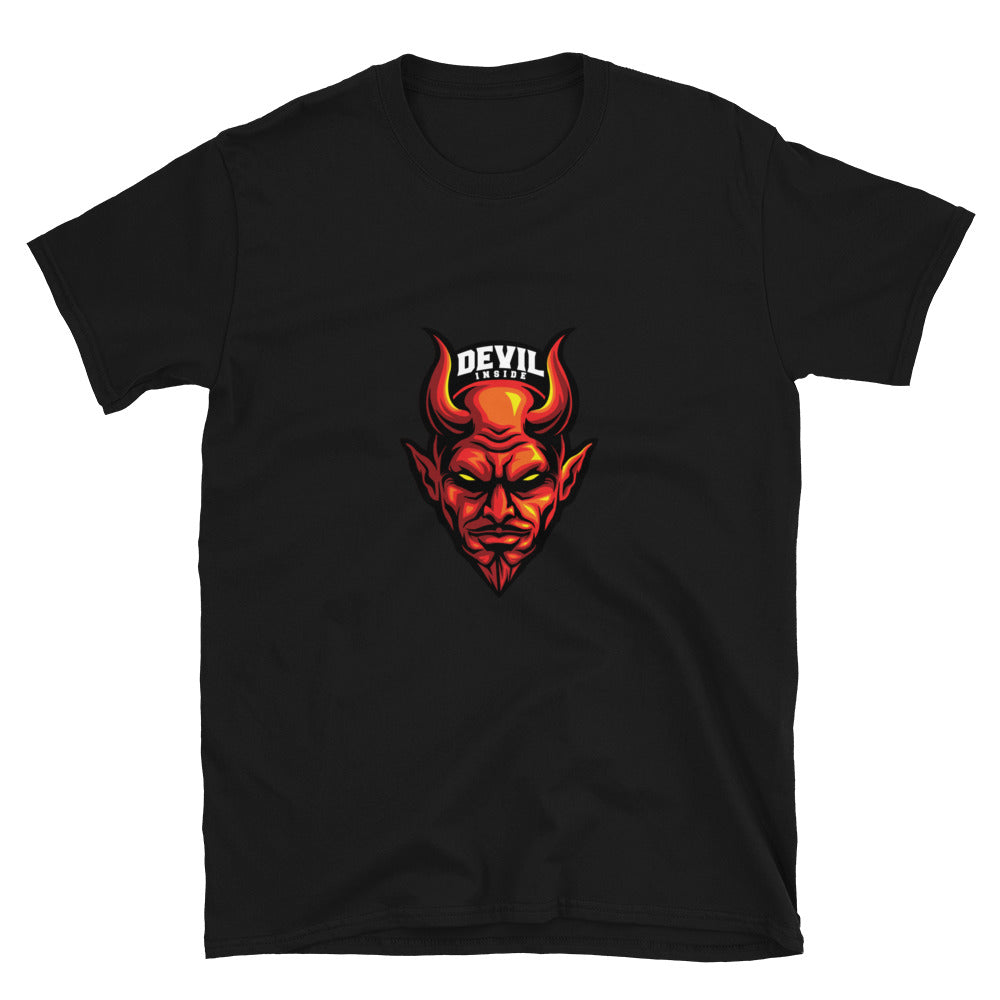 Red Devil Head With Horn Mascot Satanic Fit Unisex Softstyle T-Shirt